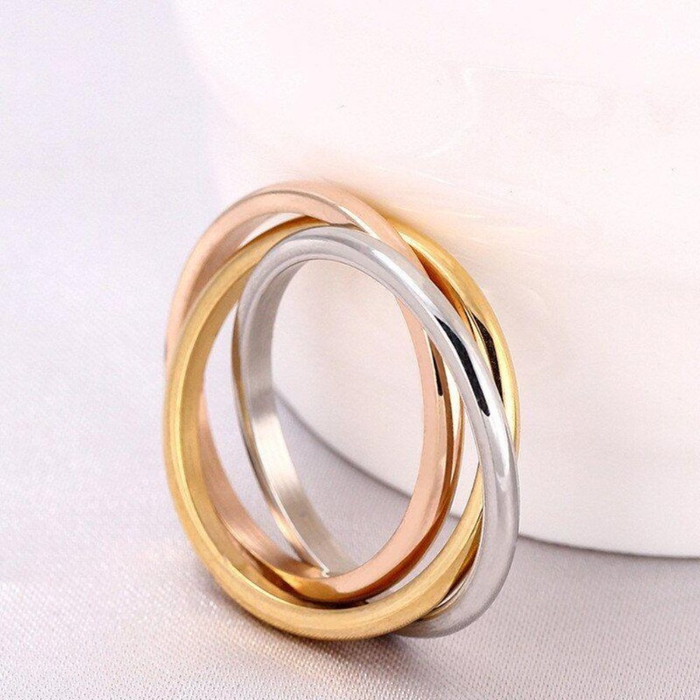 Interlocking Rings Rose Gold Silver Gold